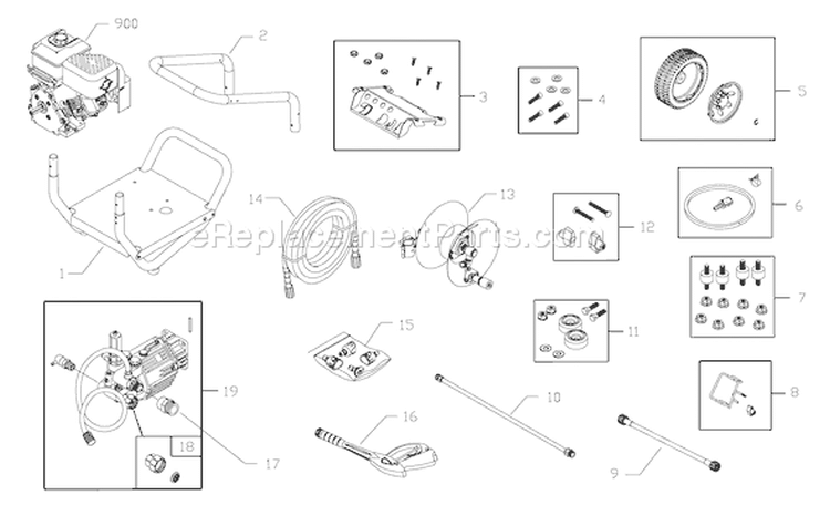 Page A Diagram and Parts List for 020364-1  Briggs and Stratton Pressure Washer